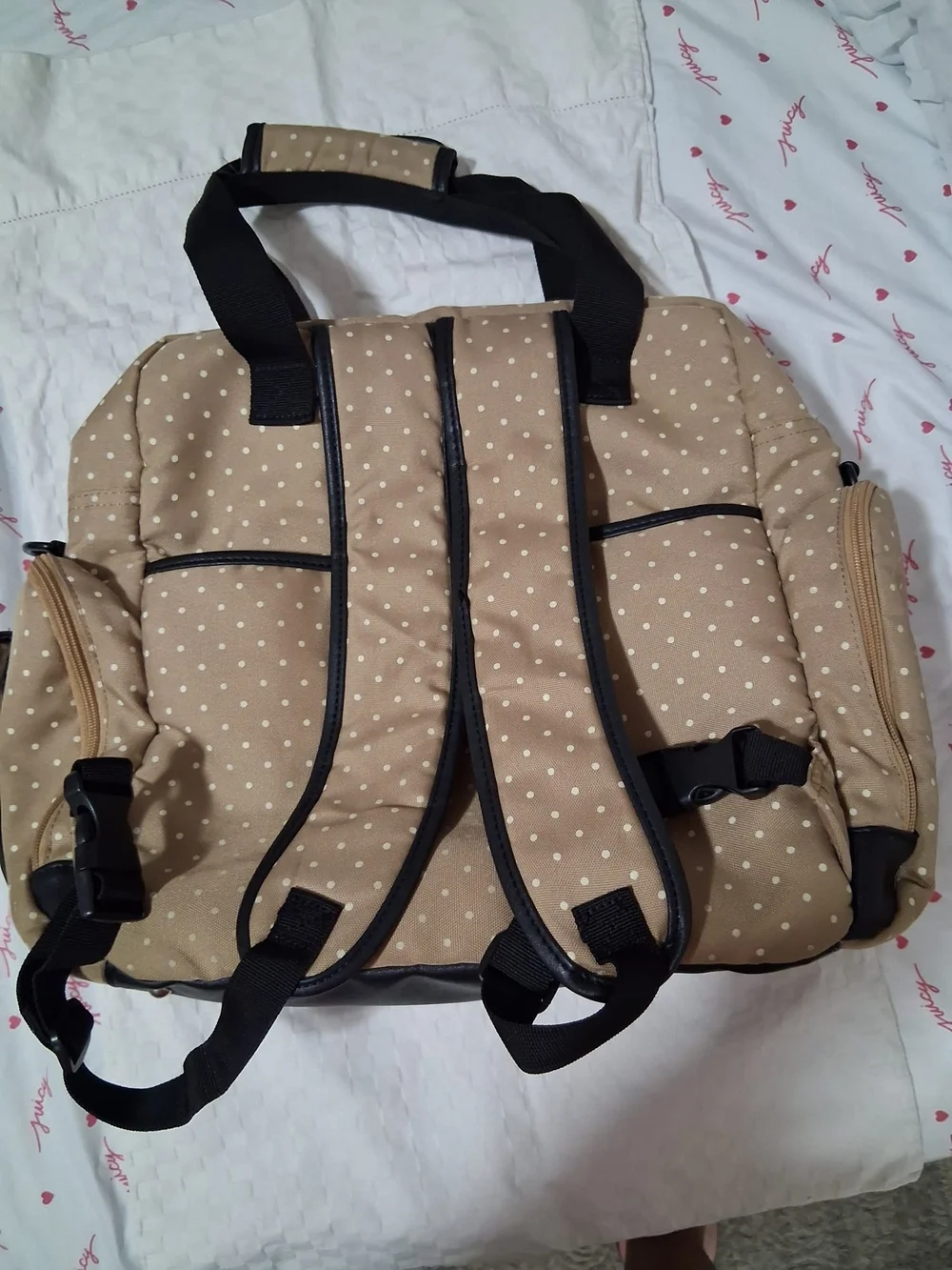Unbranded Beige Polka Dot Men’s Tote Bag with Black Trim